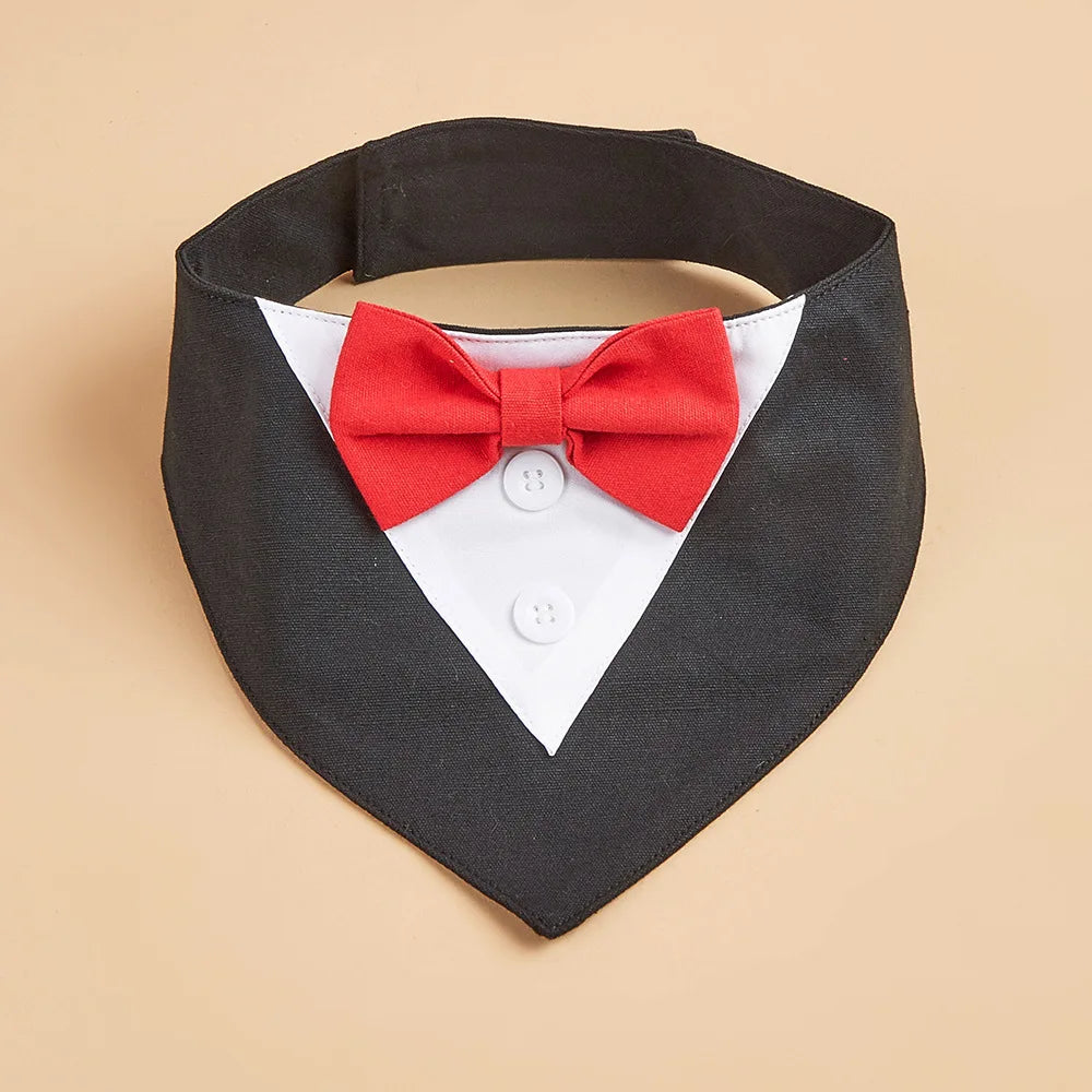 Sucado Handsome Wedding Pet Dog Bandana Elegant Suit Bowtie Luxury Triangular Scarf Collar Engagement Party Gifts Accessories