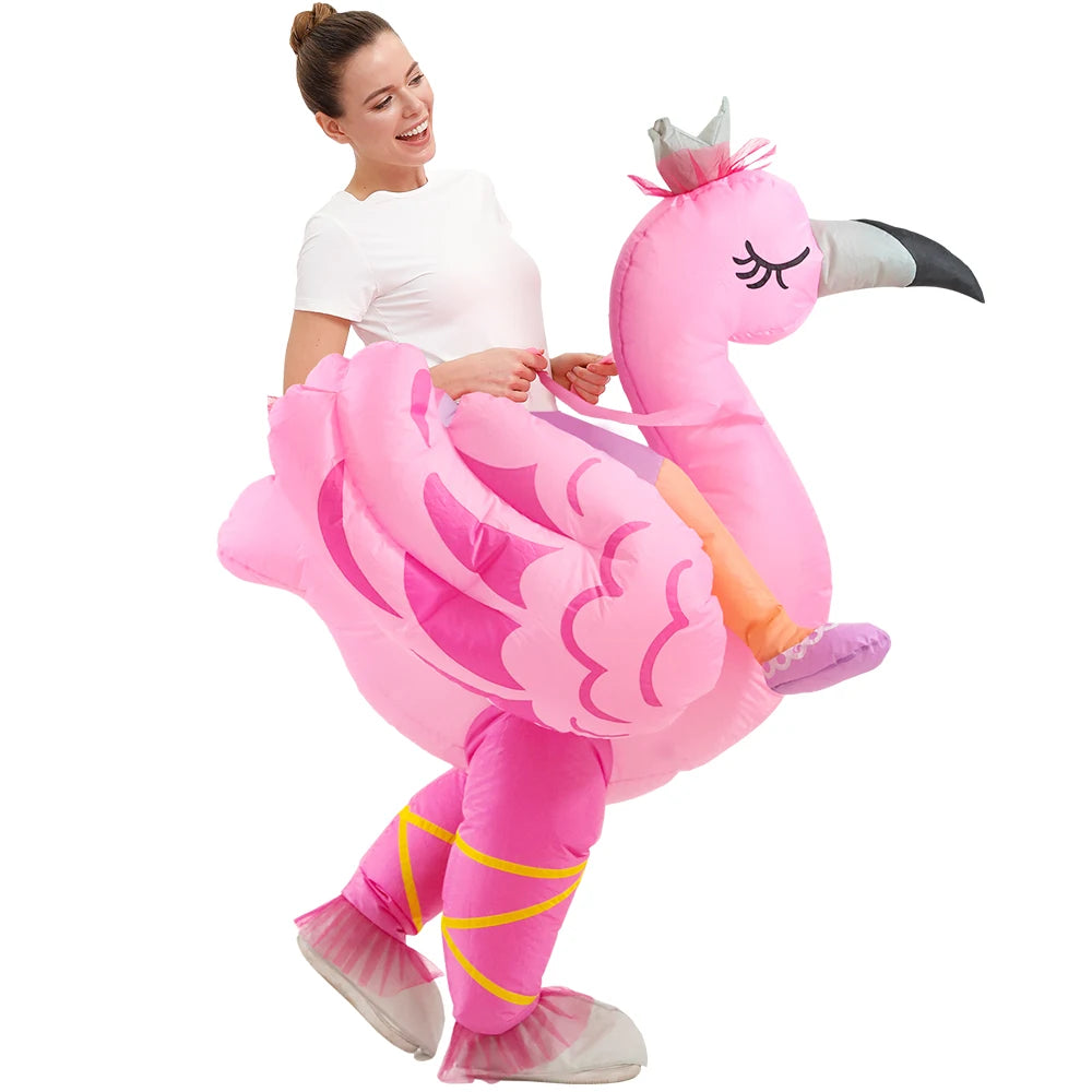 Halloween costume party fun role-playing costume flamingo inflatable costume funny costume adult  blowing suit carto