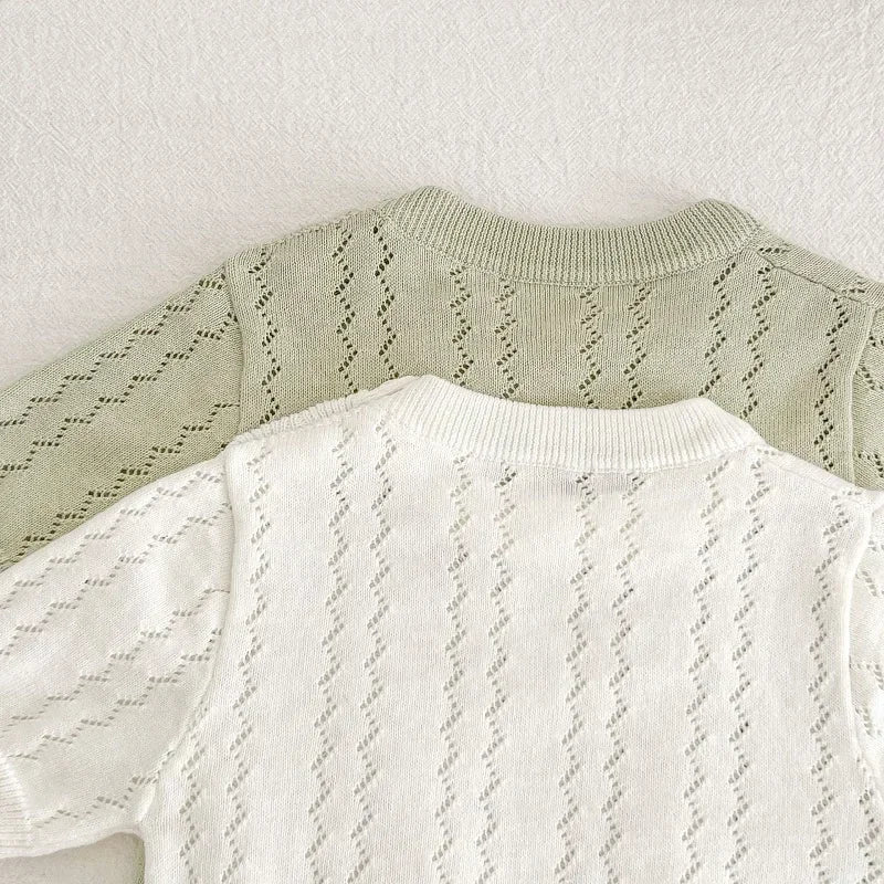 INS Summer Baby Knitwear Romper 0-3Years Newborn Boy Girl Solid Color Short Sleeve O-Neck Knitted Bodysuit One-Pieces Clothes
