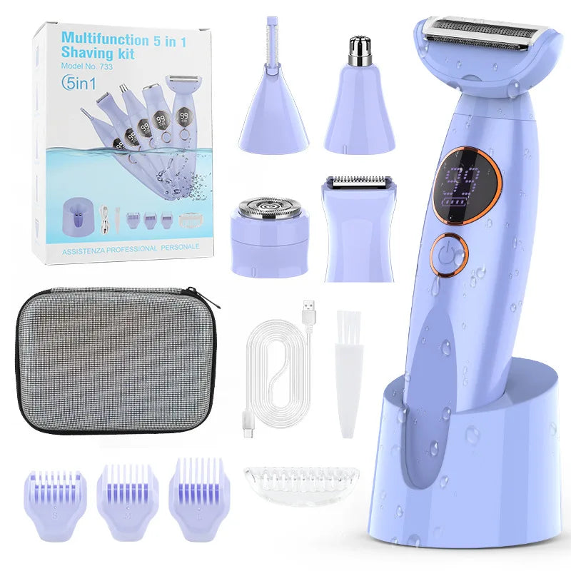 RESUXI 733 5 in 1 Multifunctional Women's Electric Epilator Face Shavers Eyebrow Trimmer Painless Bikini Trimmer Hair Removal