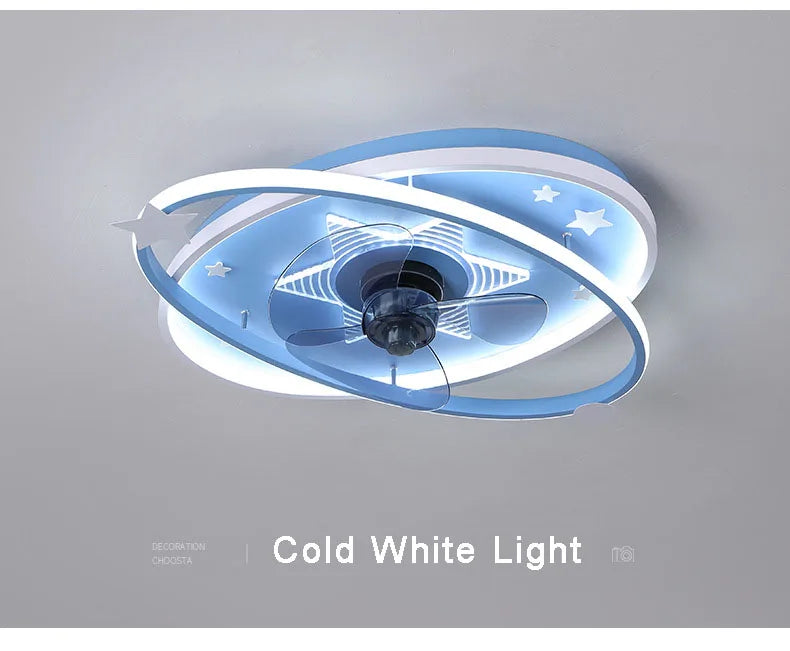 with light small ceiling fan Led kids light with fan Chandelier For Home Bedroom Lamp 3 Color Dimmable remote control fan light