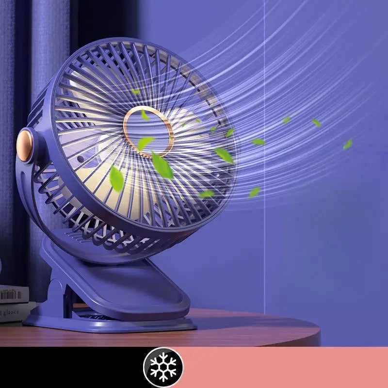 1 Set 720° Rotating Hanging Clip Fan Night Light Air Cooler USB Rechargeable Electric Fan Outdoor Camping Small Fans Ventilador