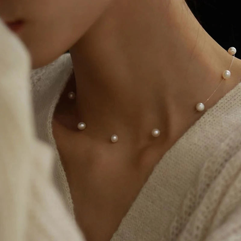 Elegant Cute  White Imitation Pearl Beads Choker Clavicle Chain Necklace For Women Wedding Jewelry Collar 2023 New
