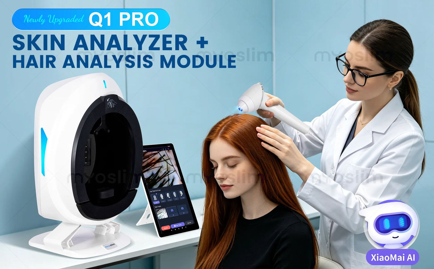 36M HD AI Skin Analyzer Q1pro Face Hair Scalp Detection Machine 8 Spectral Imaging Android 15.6 21.5 inch Custom Report