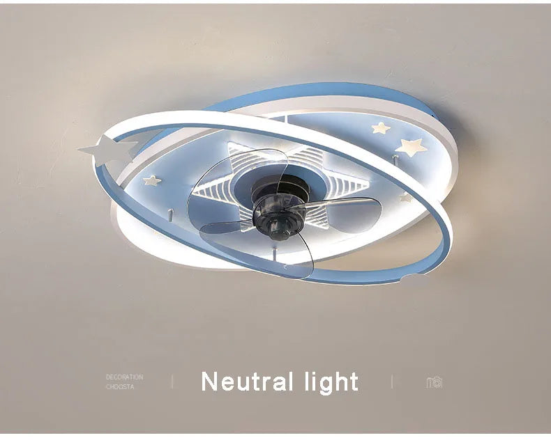 with light small ceiling fan Led kids light with fan Chandelier For Home Bedroom Lamp 3 Color Dimmable remote control fan light
