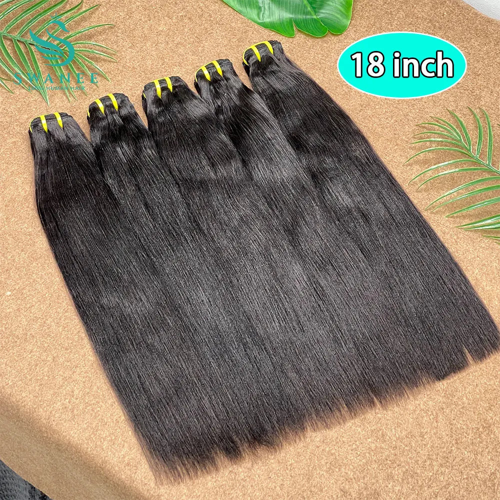 15A Light Yaki Straight Human Hair Bundles #1B Natural Color Sew In Weaves Kinky Straight Bundles Vietnamesen Hair Extension