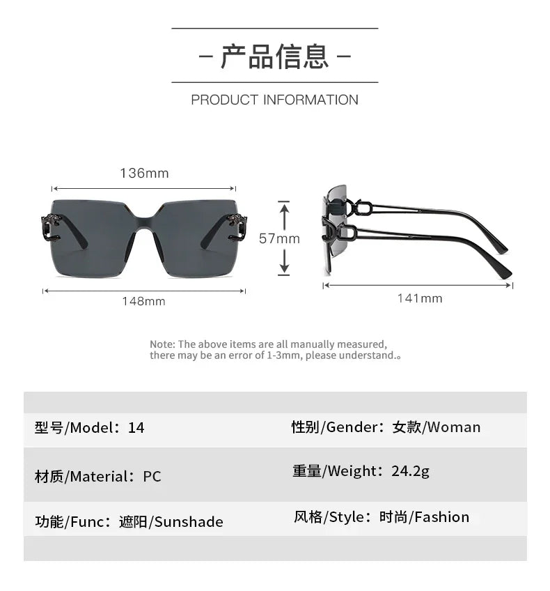 Retro Square Sunglasses Women Men Rimless Trend Luxury Shades Travel Glasses Lady Man UV400