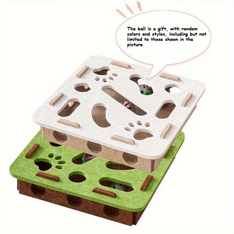 Cat Self-Entertainment Boredom Buster: Interactive Maze Box with Scratching Board Cat Tree and Sound Toy for Different Scenarios
