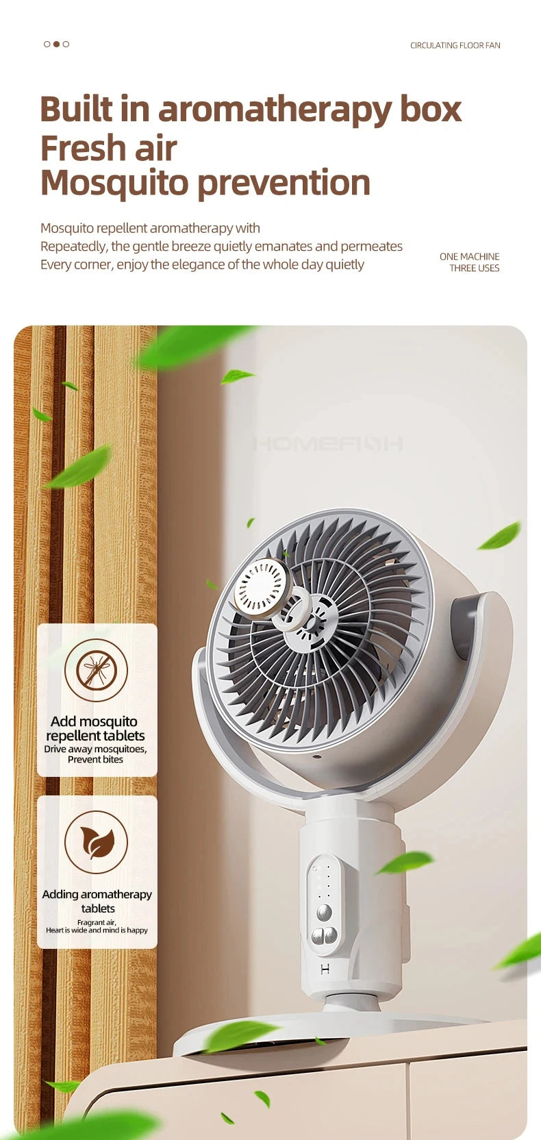 360 Circulation Quiet Powerful Floor Fan,Standing Smart Fans,with Remote Control Adjustable Height