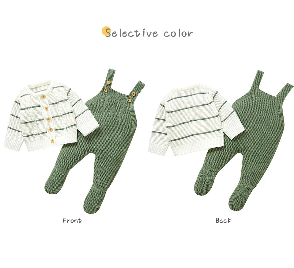 Winter Baby Clothes Sets Autumn Casual Long Sleeves Sweaters Jackets+Rompers Infant Boys Girls Outfits 2Pcs Knitted Toddler Wear