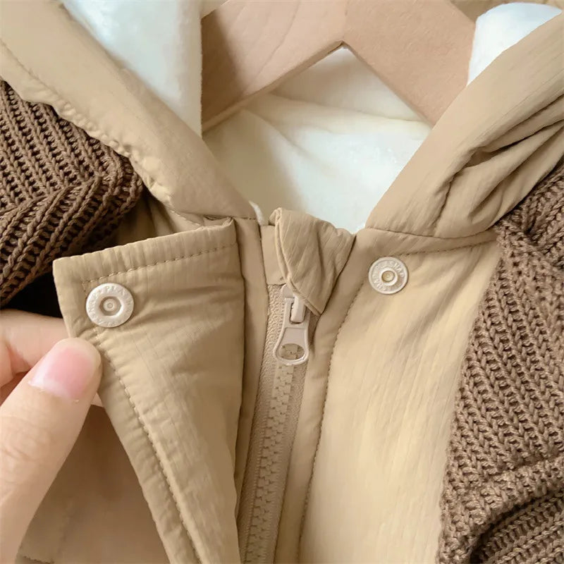 2025 Winter New in Infant Baby Girls Full Sleeve Hooded Quilted Thicken Warm Ruffles One-piece Jumpsuits Kids Newborn Romper