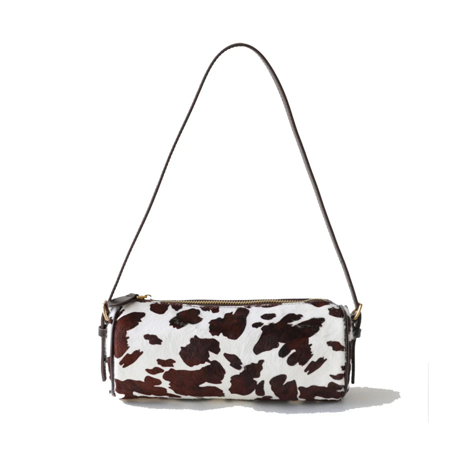 Fashion Commute Underarm Bag, Cow Pattern Cylinder Handbags, Fashion Leopard Print Cool Girl Bag, Single Shoulder Crossbody Bag