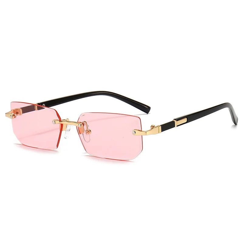 Rimless Sunglasses Rectangle Fashion Popular Women Men Shades Small Square Sun Glasses For Female Male Summer Traveling Glasses