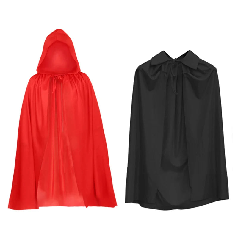NEW Halloween Costume for men woman kids Female Girl Boy adult Death Scary Devil Role Red Black Vampire Long Cape Cloak Hooded