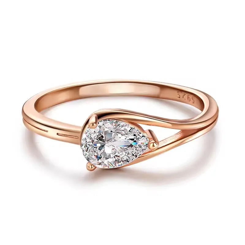 BXINY 1CT Pear Cut Moissanite Rings 925 Sterling Silver for Women Solitaire Lab Diamond Wedding Band Gifts Fine Jewelry with GRA