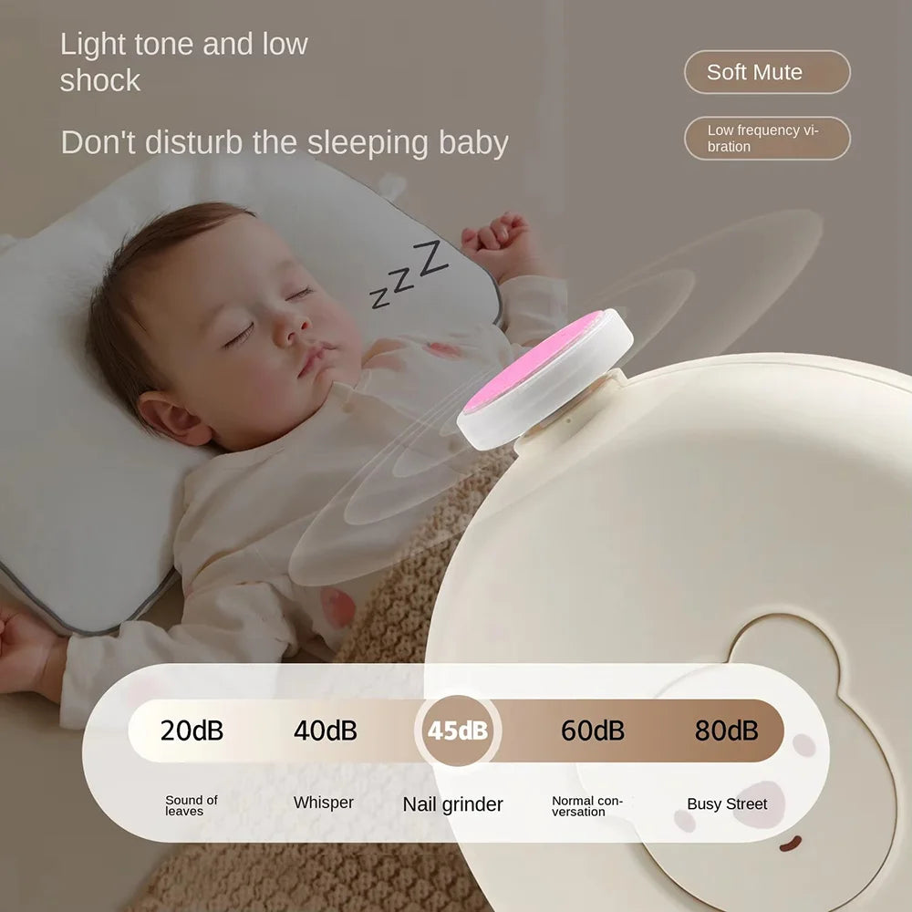 Children's Electric Nail Grinder & Clippers for Baby Mute Trimmer with Bear Pattern Nail Polisher Tool Baby Care Manicure Set