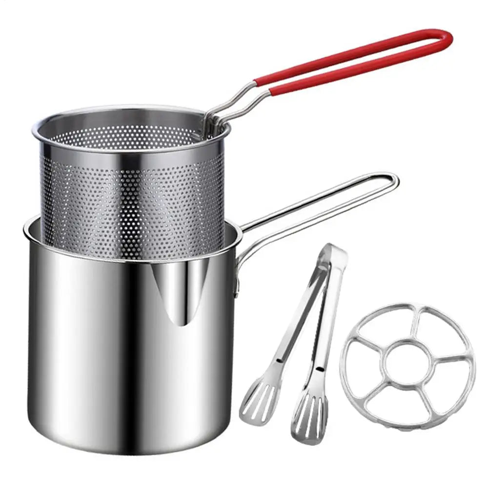 Stainless Steel Deep Fry Pot Space-Saving Fryer Multi-Use Cooking Pan For Chicken Wings French Fries, Home Kitchen Restaurant RV