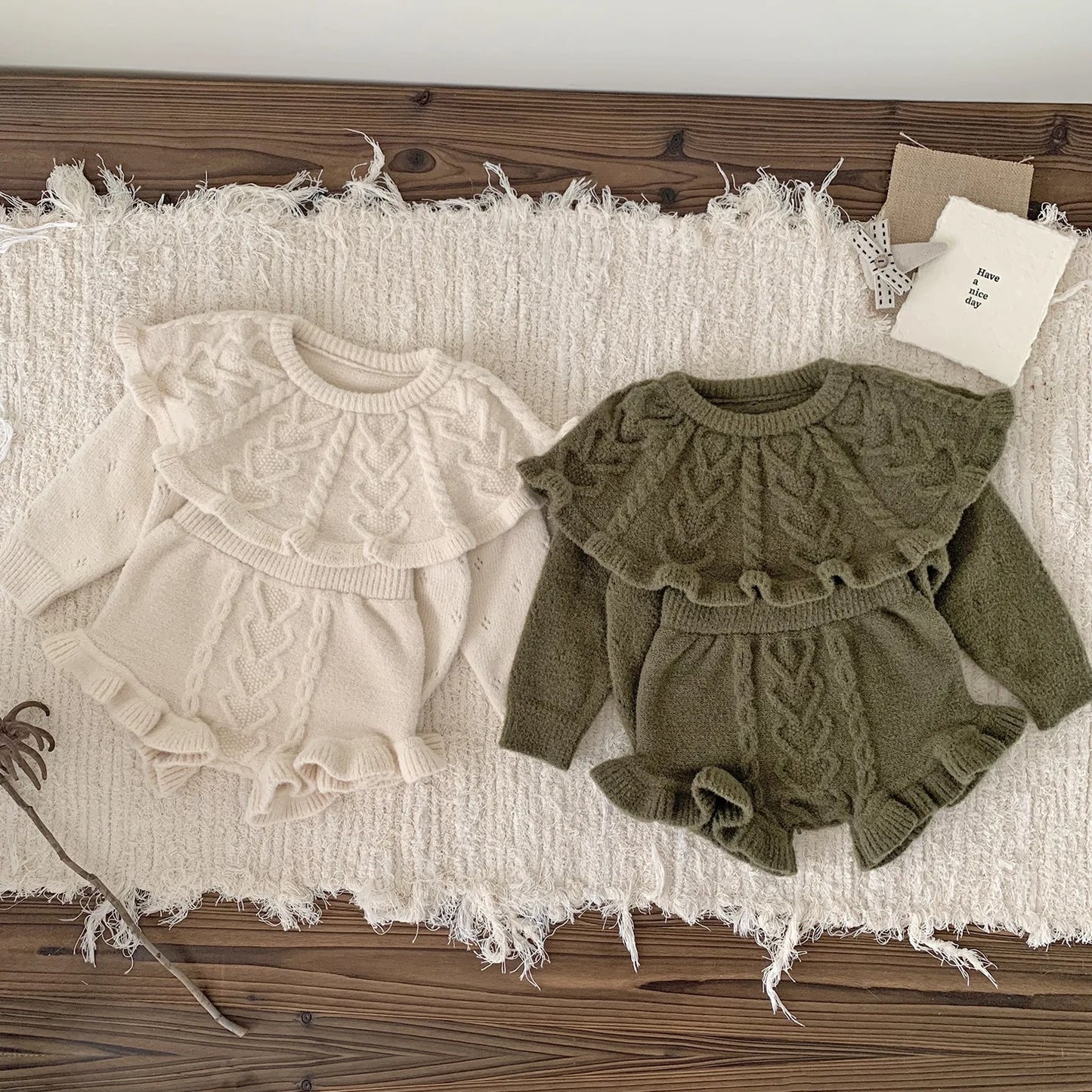 4487 Baby Clothing Set 2024 Autumn and Winter Baby Knitted Sweater Suit Twist Sweater +pp Short
