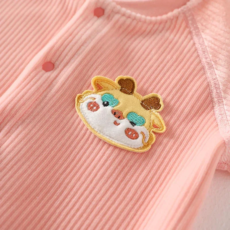 Autumn Baby Jumpsuit Long Sleeves Long Pants Warm Autumn Winter Double-faced Fleece Cartoon Design for Boys Girls Bodysuit