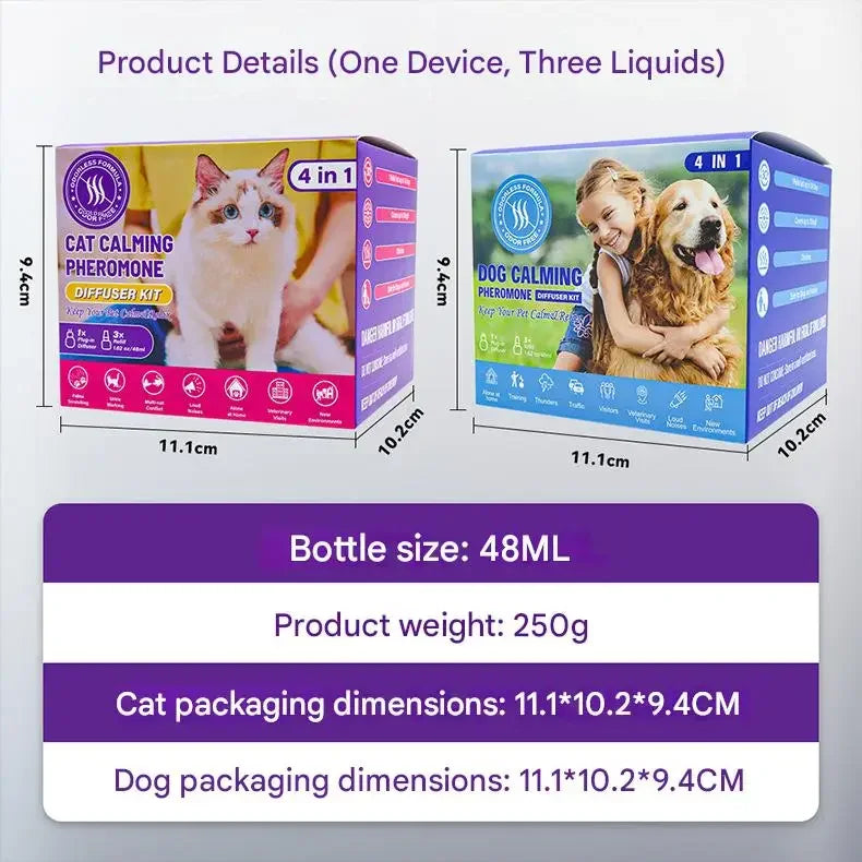 Cat and Dog Pheromone Diffusion 4-in-1 Pet Set Electric Heating Pheromone Odorless Pheromone Relieves Pet Emotional Stress