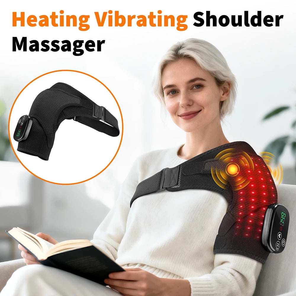 Multifunctional Shoulder/Knee Support Belt 660 and 850nm Red Light Shoulder Heating Vibration Massage Wrap Pad Warm Brace