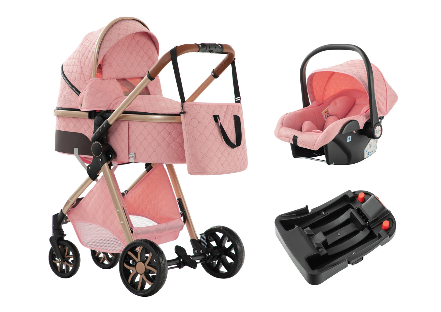 Baby Stroller 3-in-1 Travel System,Adjustable stroller and Accessories Combo Set, One Click Folding.