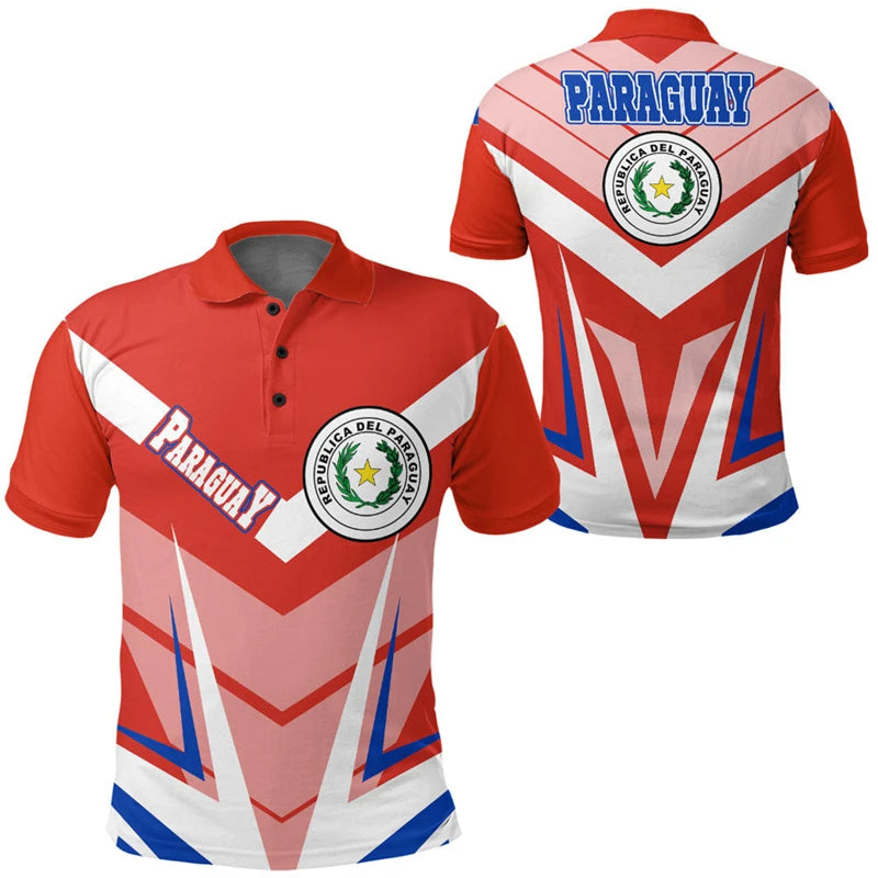 Paraguay Flag Map 3D Print Polo Shirts Daily Casual Sports Jersey POLO Shirt Female Clothing Oversized Short Sleeve Tees Tops