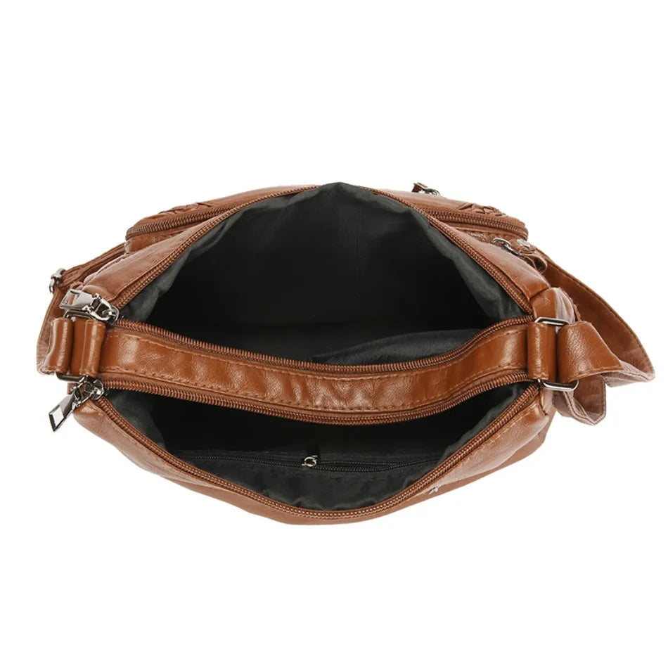 Retro Soft Leather Multi Pocket Single Shoulder Crossbody Bag High Quality Women's Bag Luxury Designer Purses and Handbags 2025