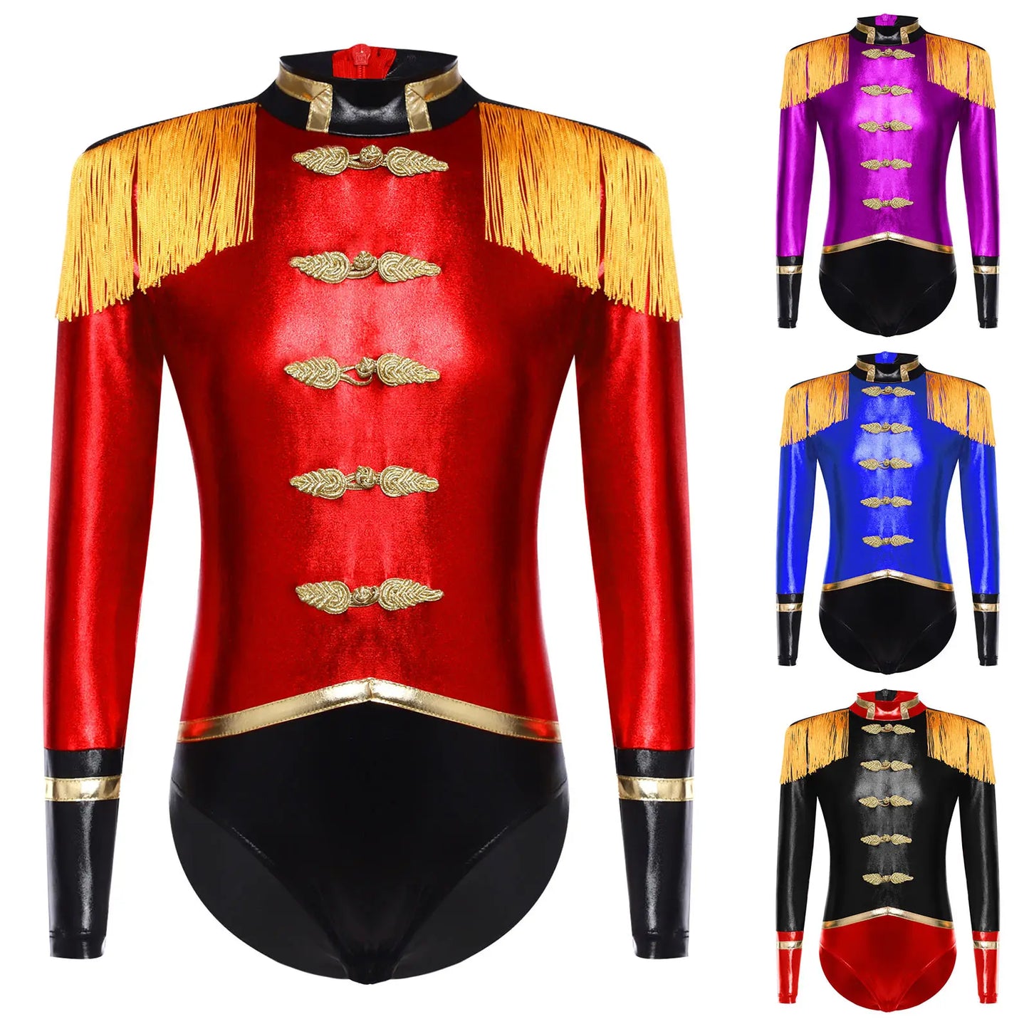 Halloween Costume Romper Circus Ringmaster Cosplay Carnival Party Shiny Sequins Leotard Dress Drum Majorette Magician Dress Up