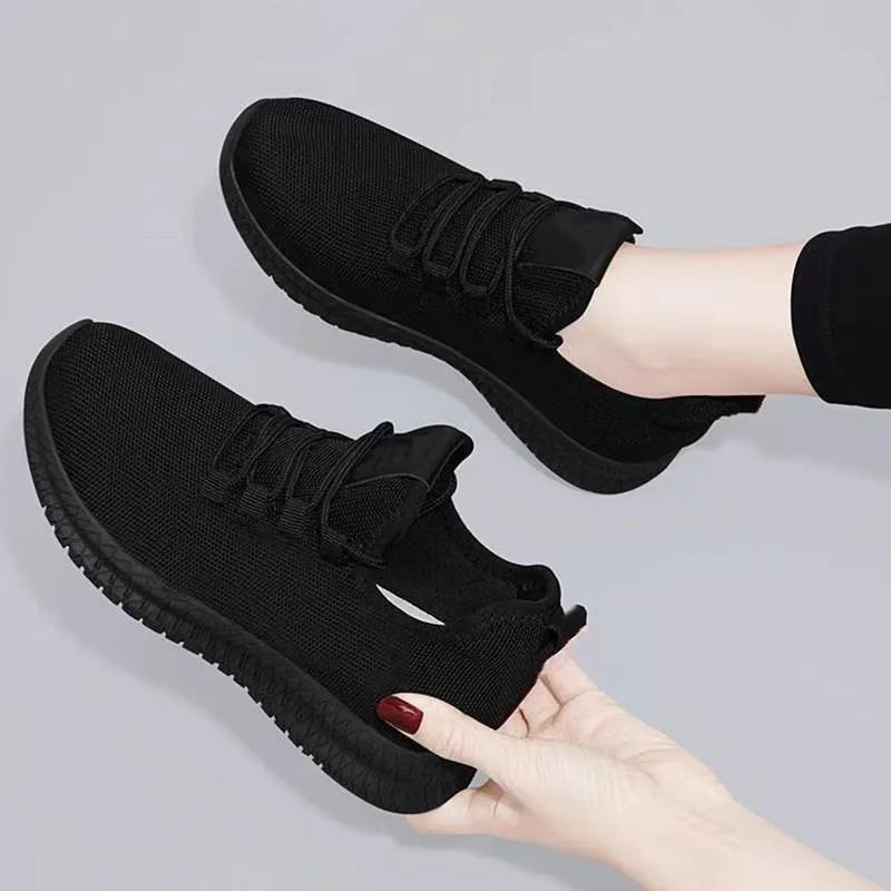 Women Casual Sport Shoes Light Sneakers Women's Black Outdoor Breathable Mesh Black Running Shoes Athletic Jogging Tennis Shoes