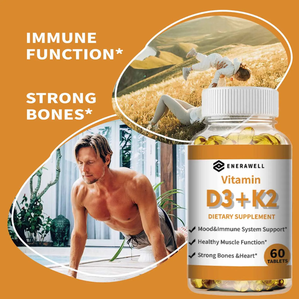 Vitamin D3 K2 Capsule - 20,000 IU Vitamin D3 Supports Bone & Teeth Health, Calcium Metabolism, Daily Body Wellness Supplement