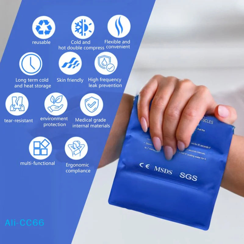 【C】1Pc Multipurpose Gel Ice Sleeve Elbow Knee Ankle Ice Pack Hand Ice Wrap Gel For First Aid Sports Muscle Pain Ice Heat Pad
