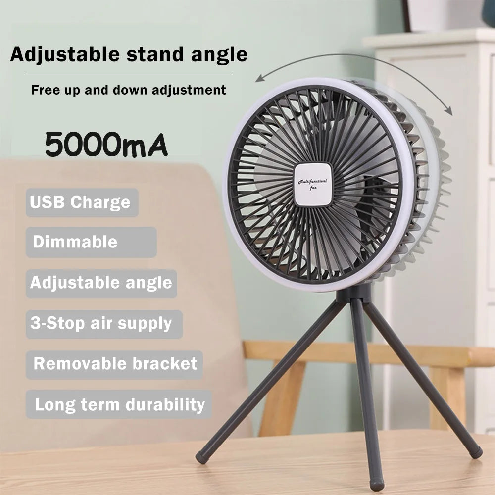 IRALAN Modern Fan light Portable And Adjustable Wireless USB Electric Fan Dual Mode Use For Home Office Travel Outdoor Camping