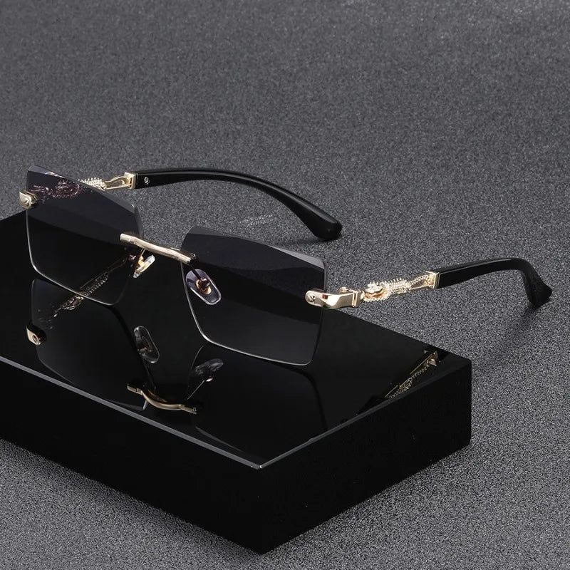 Fashion Rimless Square Sunglasses Women Men Luxury Brand Sun Glasses Outdoor Driving Eyeglasses Beach Trendy Eyewear