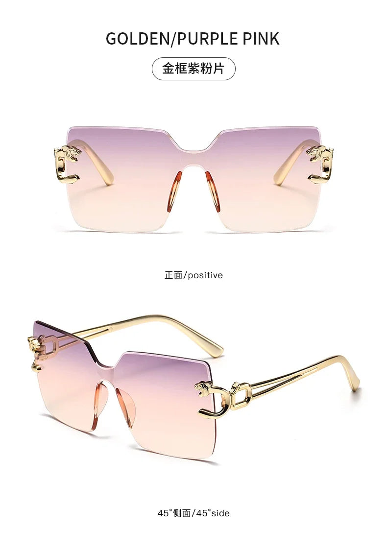 Retro Square Sunglasses Women Men Rimless Trend Luxury Shades Travel Glasses Lady Man UV400