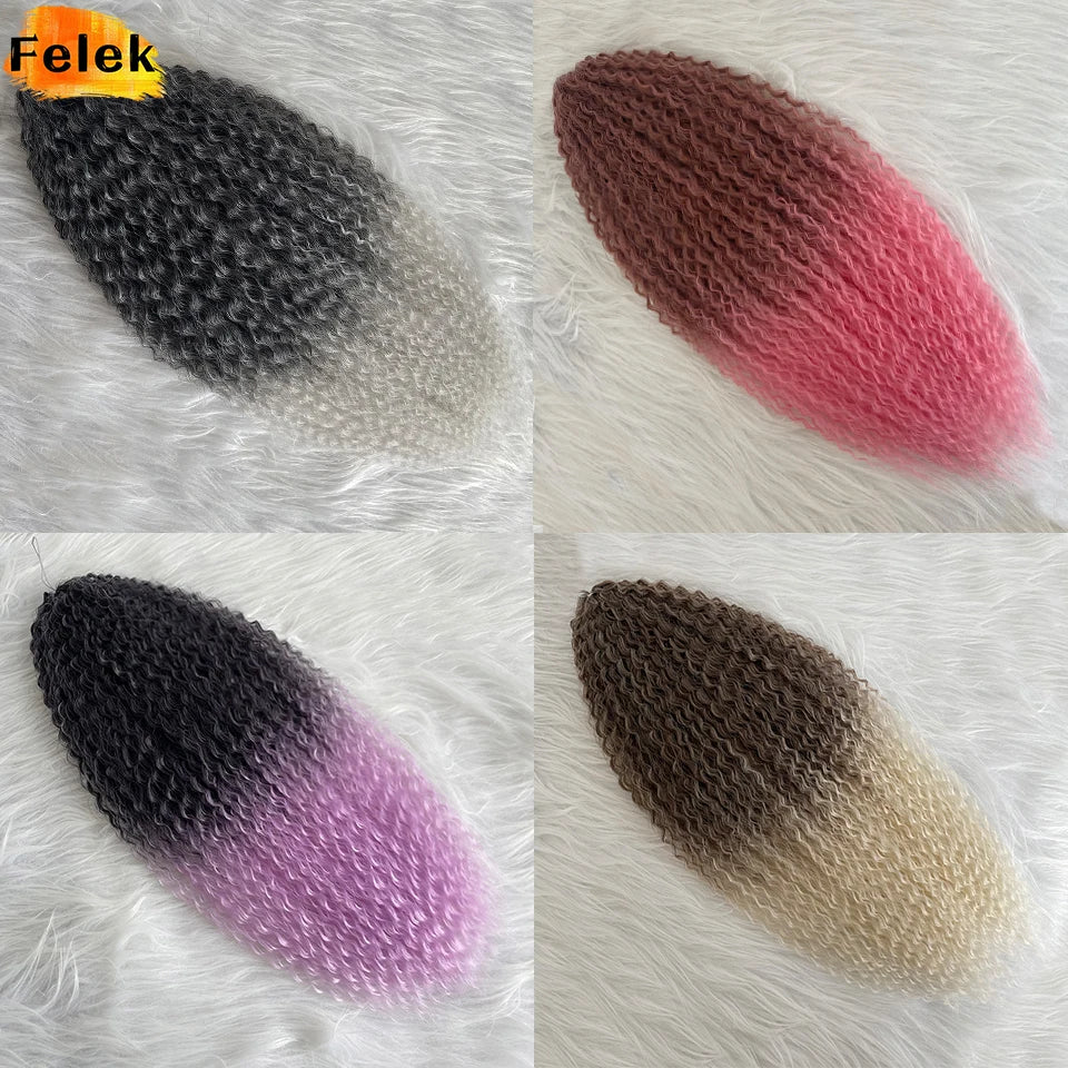 3-7Pcs Synthetic Brazilian Crochet Braids Hair for Women 20-28" Ombre White African Curls Kinky Curly Braiding Hair Extensions