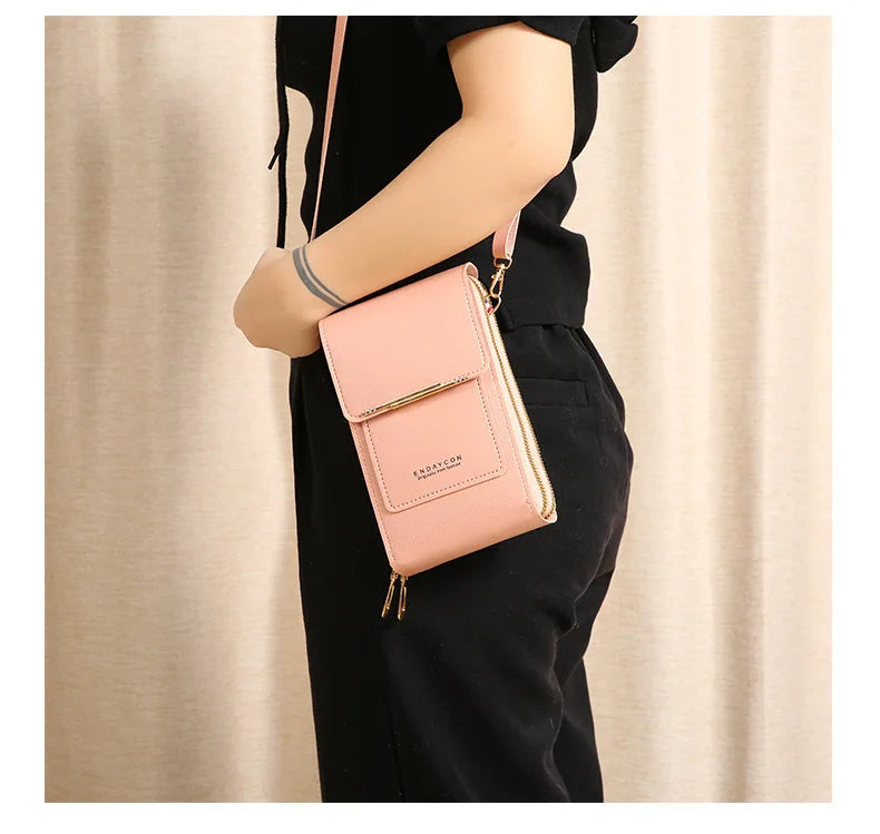 Women Crossbody Shoulder Bags Wallets Touch Screen Cell Phone Bag Soft Leather Strap Handbag for Female Luxury Messenger Bags