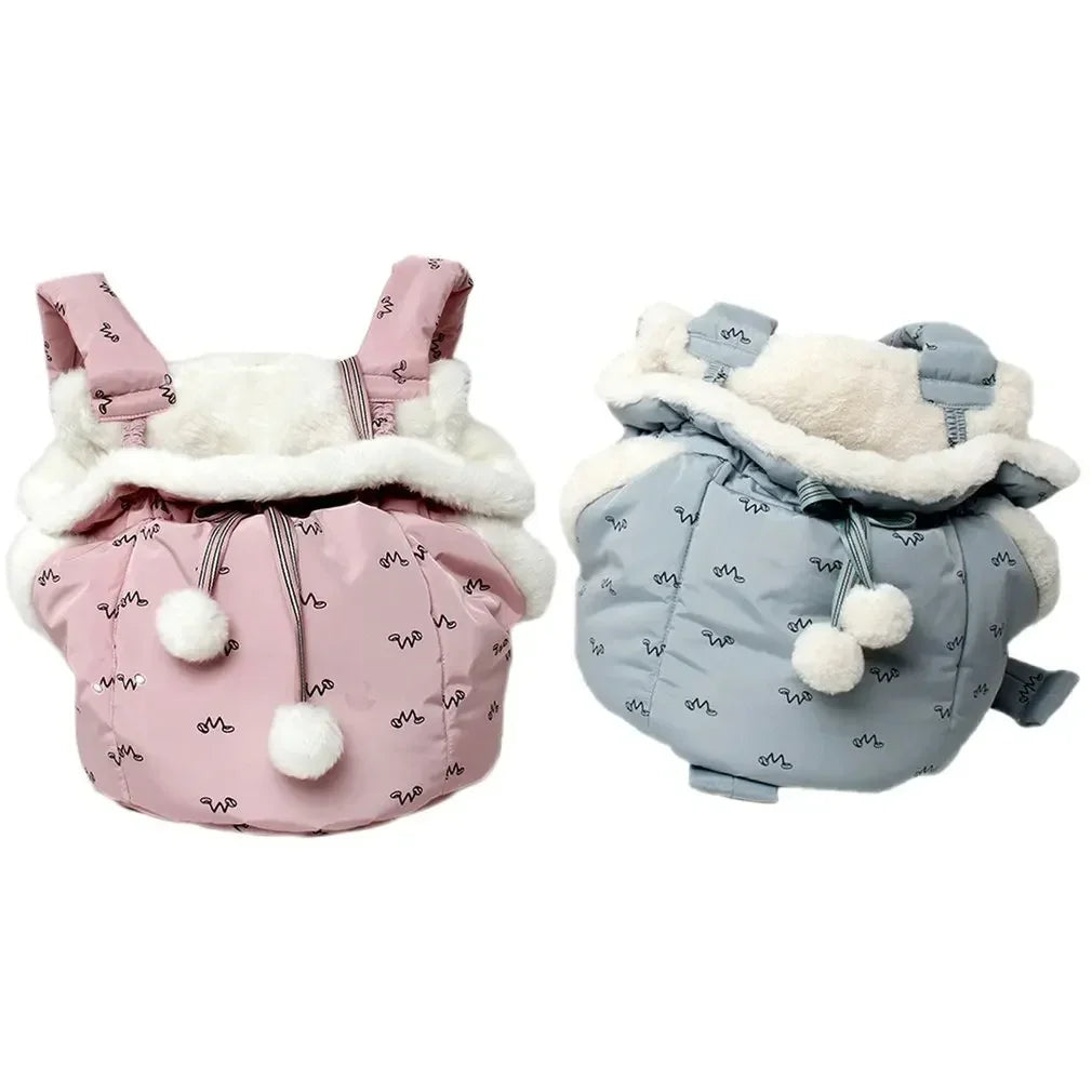 Pet Carrier Bag Winter Warm Small Cat Dogs Backpack Cat Carrier Outdoor Travel 6kg Load-bearing Plush Pets Cage