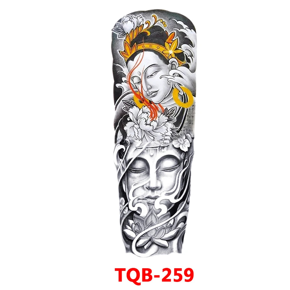 Large Arm Sleeve Tattoo Rose Gear Clock Eye Waterproof Temporary Tatto Sticker Lion Wolf King Body Art Full Fake Tatoo Women Men