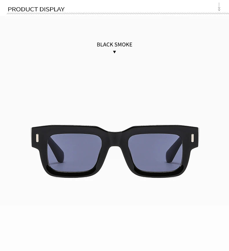 Brand Designer Square Sunglasses Women Men Ocean Color Shades Sun Glasses Female Fashion Rectangle Rivet Oculos De Sol 