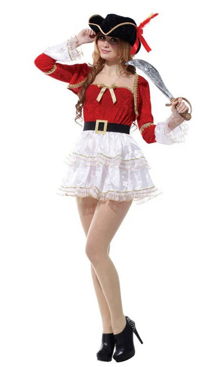 Halloween Theme Women Fancy Dress ，Parent-child Role Playing Cosplay Costumes,Female Pirates Captain of the Caribbean