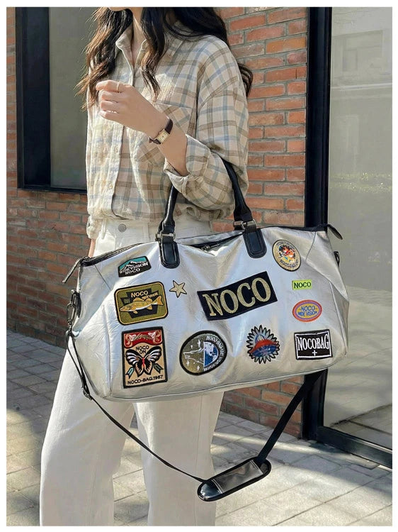 Fitness Travel Bag Suitable for Both Men and Women, Can Be Carried by Hand, Worn over the Shoulder or Cross-Body， Pu Leather Bag