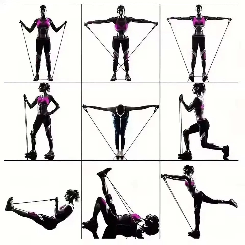 11pcs/Set Pull Rope, Resistance Bands, Portable Fitness Equipment, Ankle Strap, Chest Expander, Elastic Exercise Band