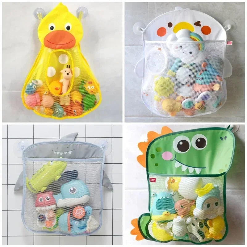 Baby Shower Bath Toys White Baby Kids Toy Storage Mesh with Strong Suction Cups Toy Bag Net Bathroom Organizer for Kids Toddlers