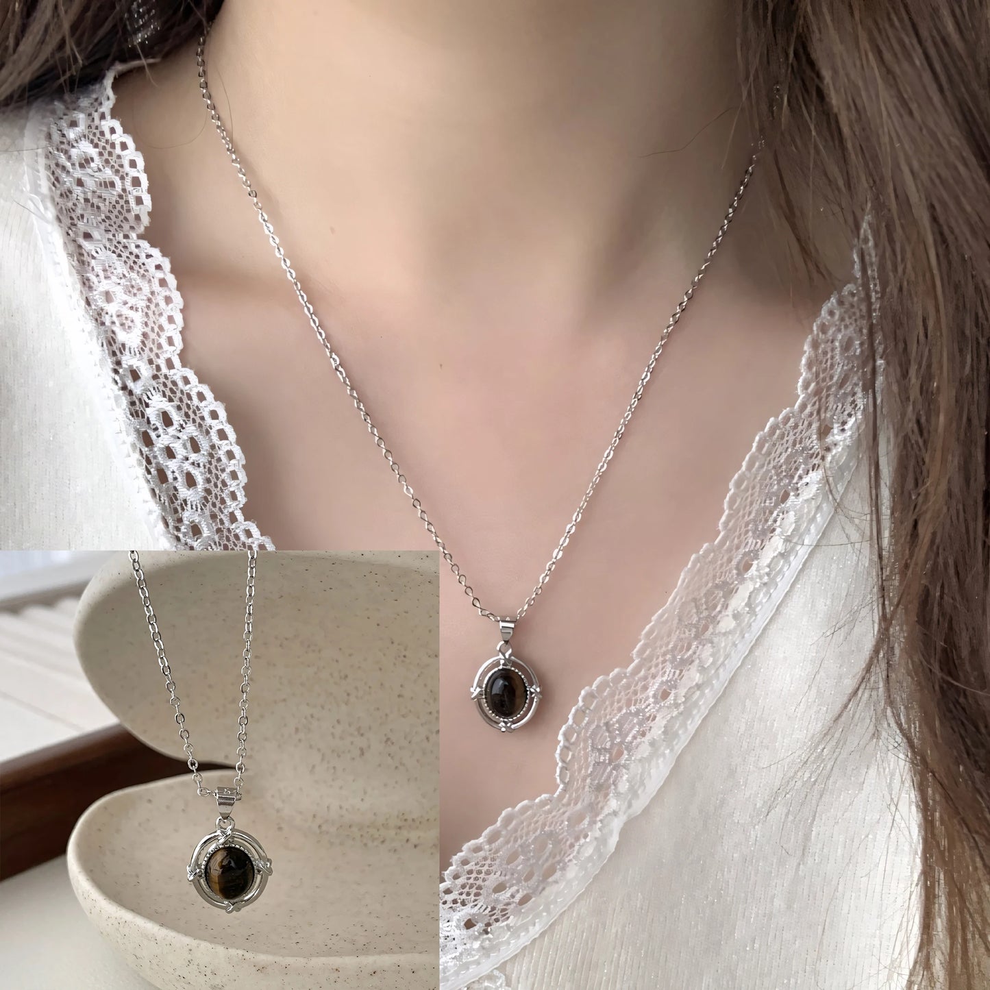 VENTFILLE  925 Sterling Silver Black Agate Necklace for Women Girl Snake Bone Chain Water Drop Jewelry Gift Dropshipping