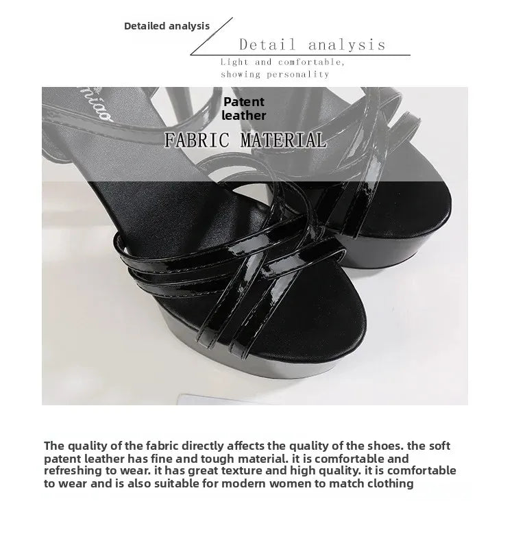 High Heels Model Sexy Black Waterproof Platform 15cm Ultra High Heel Sandals Women Summer Show off Tool for Women Shoes