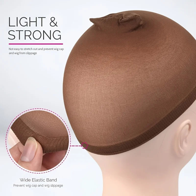 Reddish Brown Wig Cap Stocking Hair Caps for Lace Front Wig, Non Slip and Breathable Ultra-thin High Elastic Nylon Wig Caps