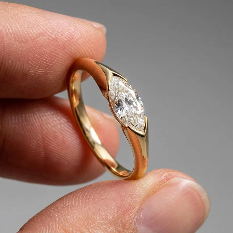 925 Sterling Silver Hot Sale Wedding Bands Women Rings with Marquise Zirconia Simple Elegant Female Accessories Trendy Jewelry