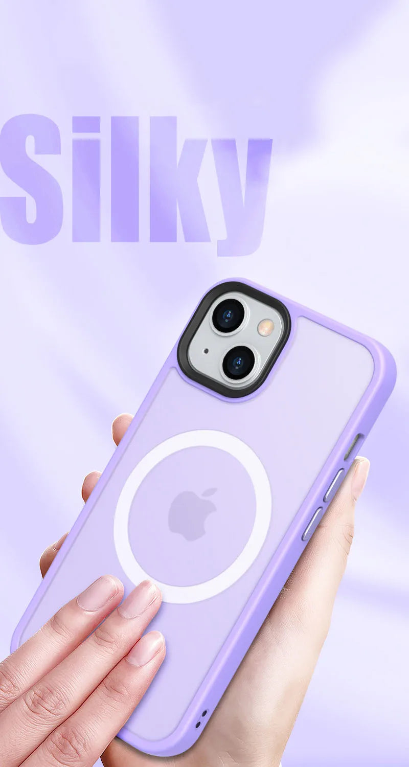 Matte Transparent Case For iPhone 13 12 15 16 17 14 Pro Max Air Cover For MagSafe Wireless Charger Protection Shell Shockproof