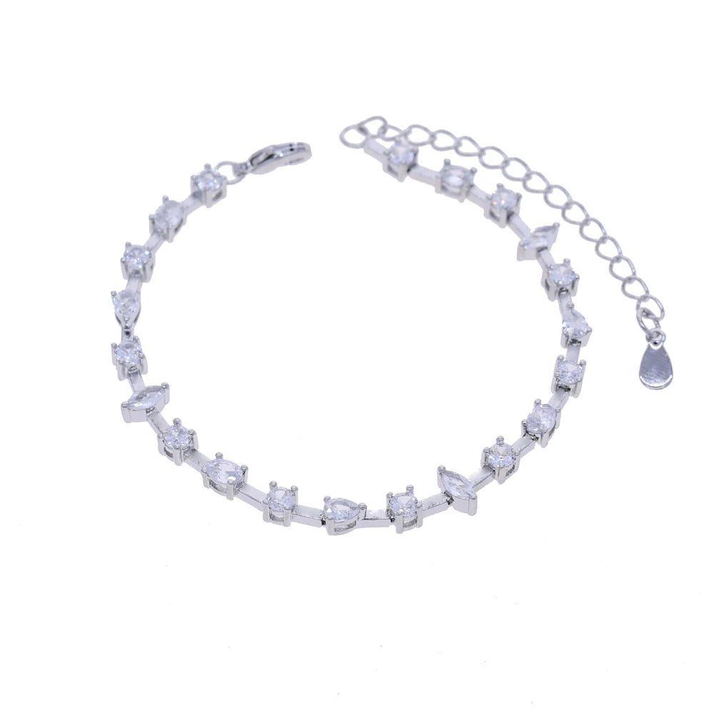 15+4cm Marquise Oval Round Water Drop Cubic Zirconia Tennis Bracelets for Women Gold Platinum Color Fashion Jewelry for Party